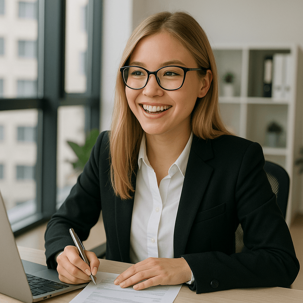 Business professional using Zendu's free personalized invoice email reminders